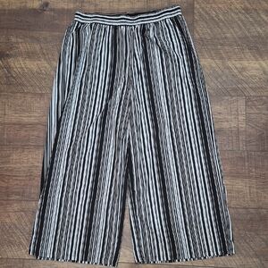 Women's Black and White Striped Wide-Leg Pants Size 3X Office Workwear Coastal